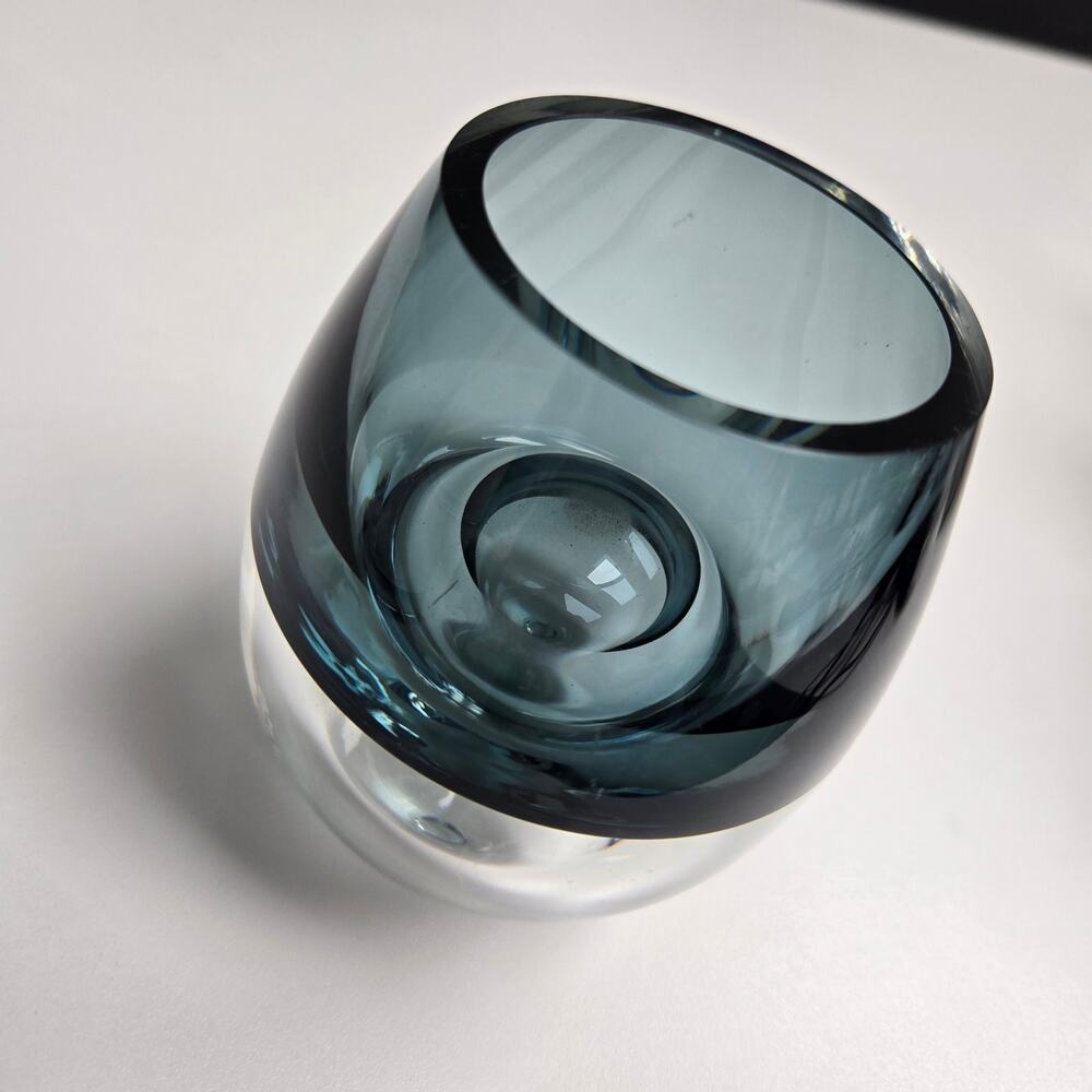 Vintage Holmegaard Style Smoked Glass Double Layer Nested Bud Vase Candle Holder - Picture 13 of 14